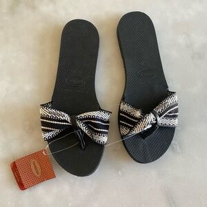 New! Havaianas You St. Tropez Fita Black Beach Sandal Flip Flops Womens 11/12